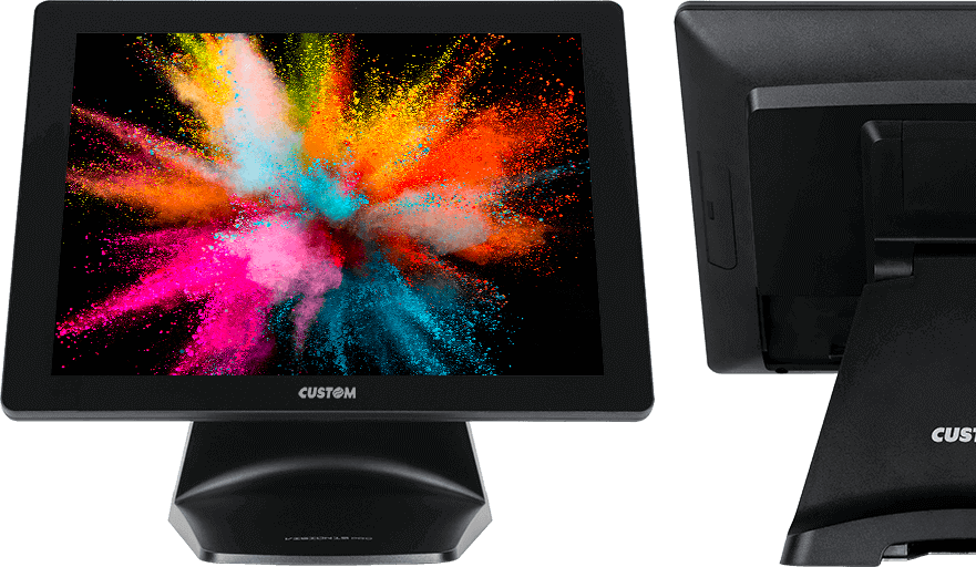 Vue frontale et vue arrière du PC POS  Vision15 PRO Custom